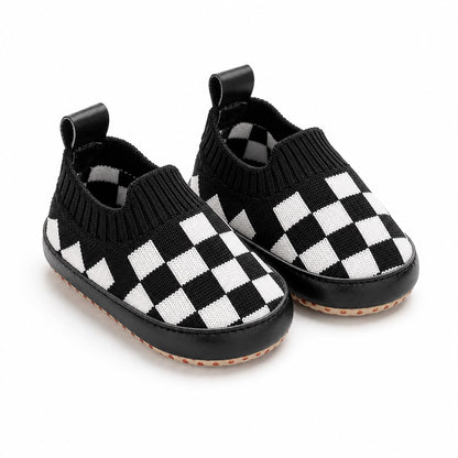 Check Knit Slip-On Shoes