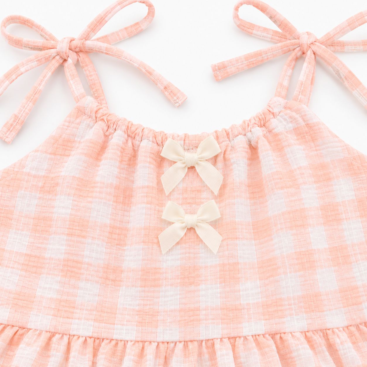 Peach Gingham Shorts Set