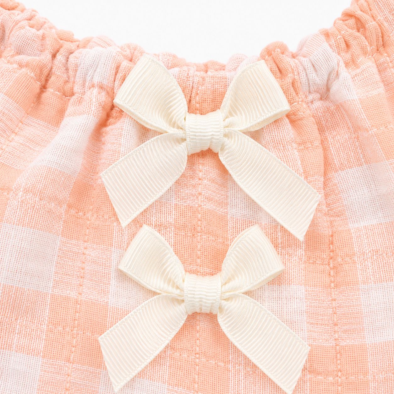 Peach Gingham Shorts Set