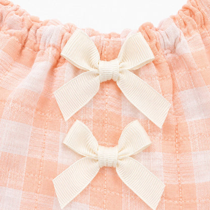 Peach Gingham Shorts Set