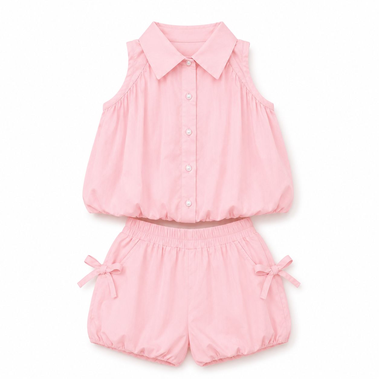 Button Front Shorts Set