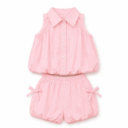 Button Front Shorts Set