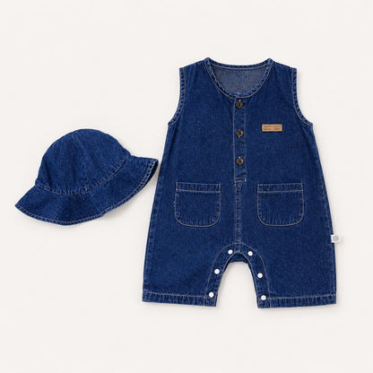 Denim Pocket Romper Set