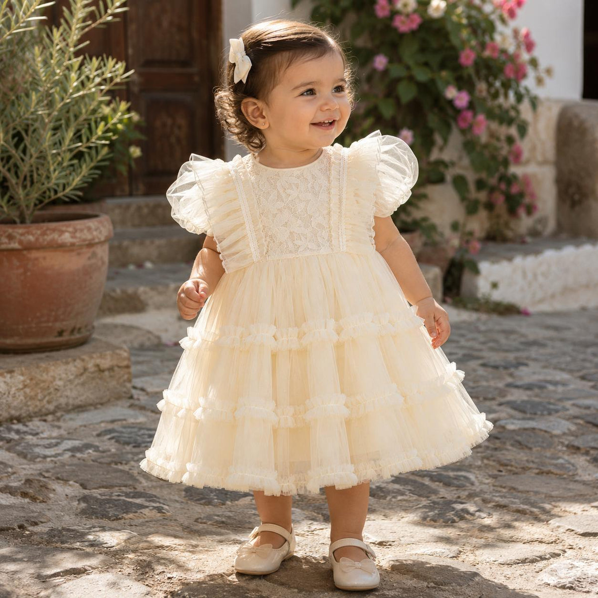 Short Sleeve Lace Tulle Dress
