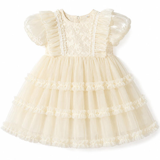 Short Sleeve Lace Tulle Dress