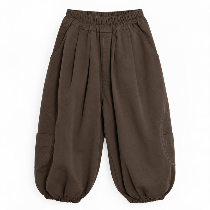 Brown Cotton Loose Fit Pants