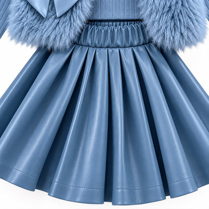 Faux Fur Vest and Skirt Set