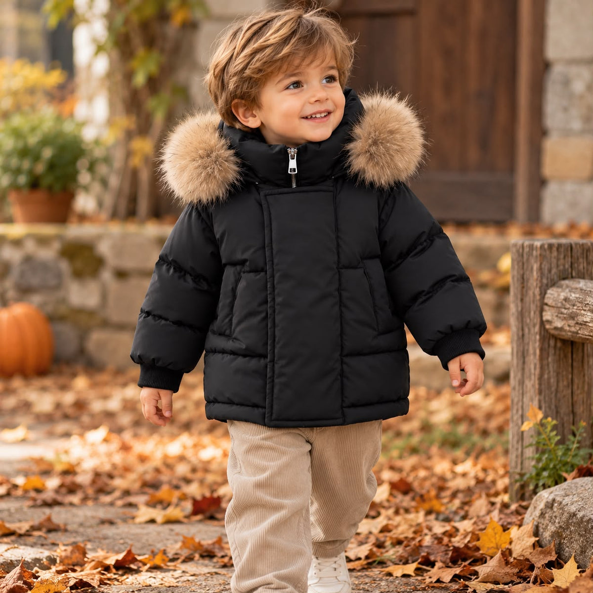 Baby Fur Trim Puffer Jacket