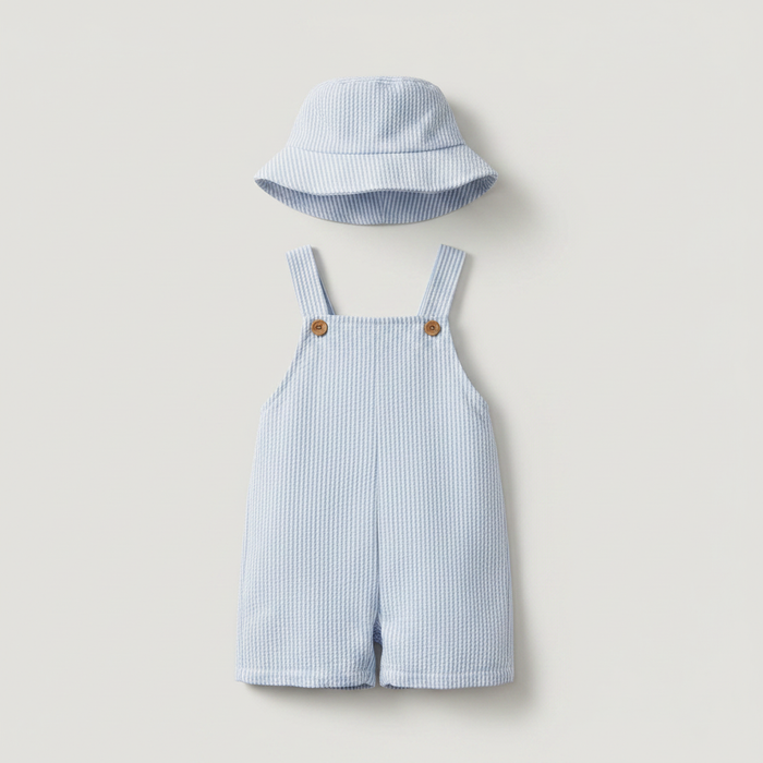 Cotton Dungaree Set with Hat