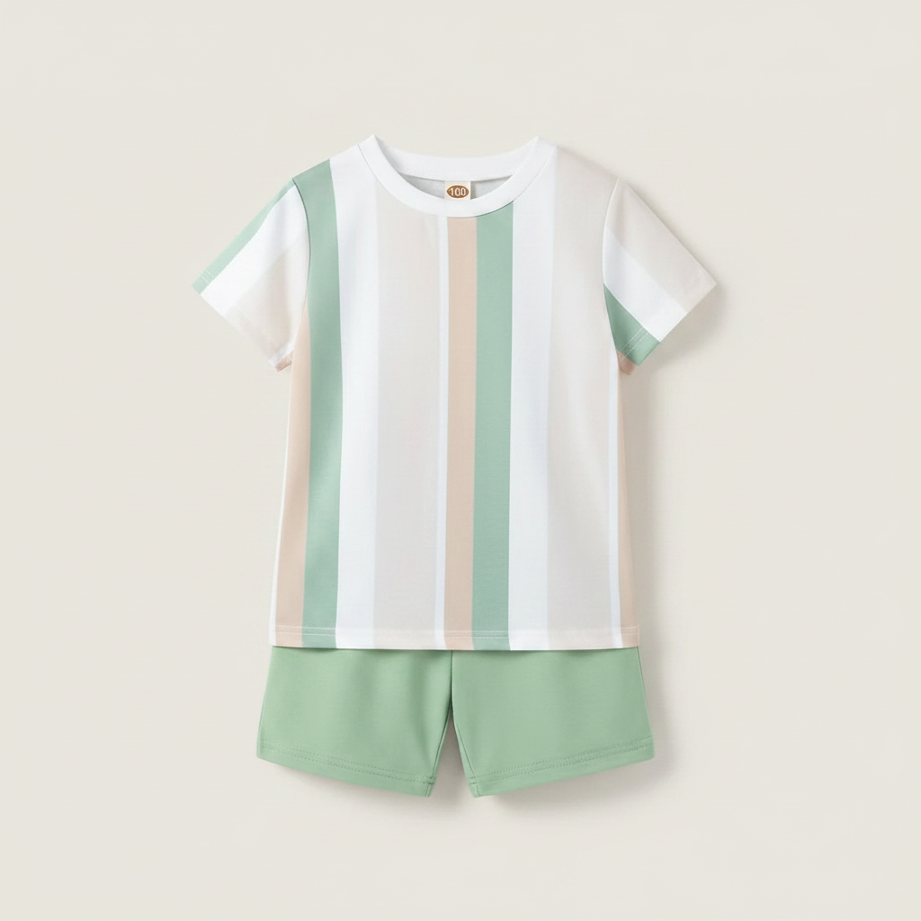 Striped T Shirt and Shorts Set