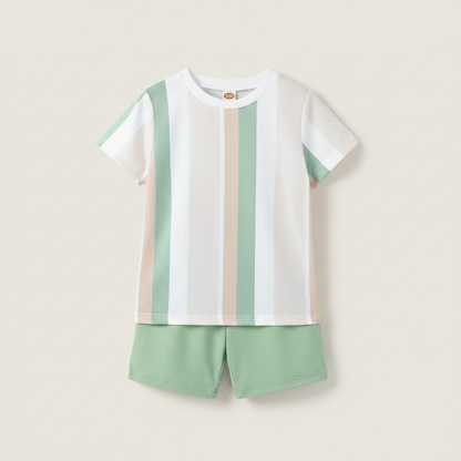 Striped T Shirt and Shorts Set