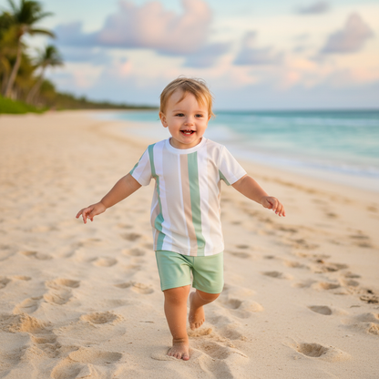 Striped T Shirt and Shorts Set