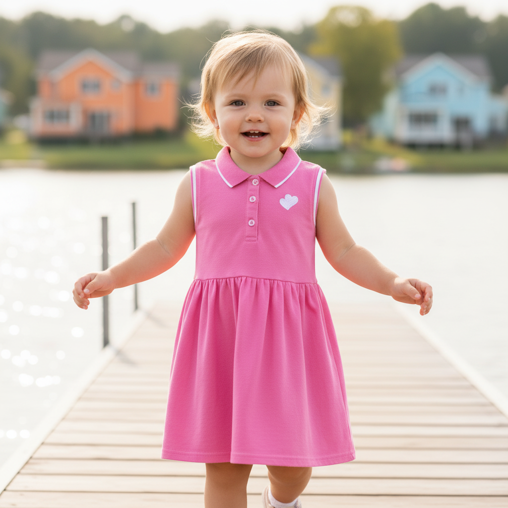Heart Print Polo Dress