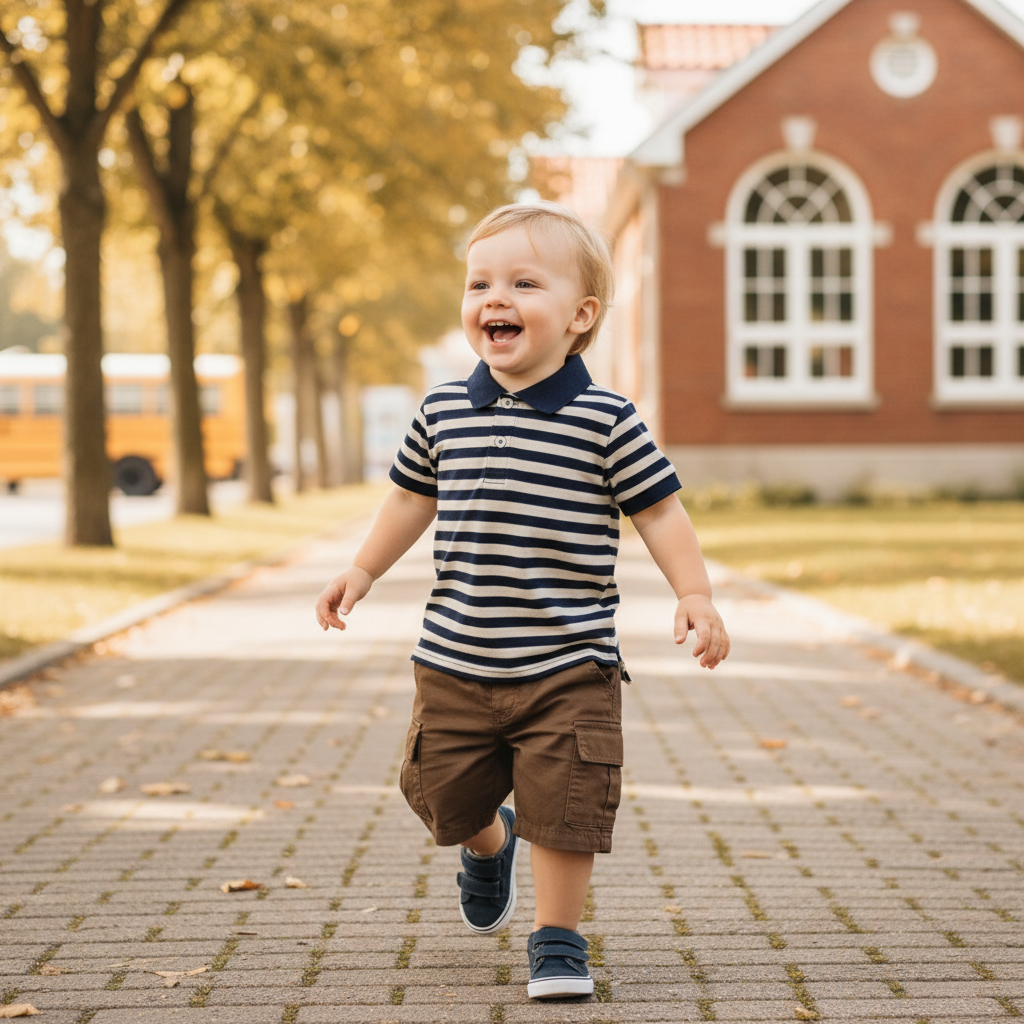 Striped Polo Shorts Set