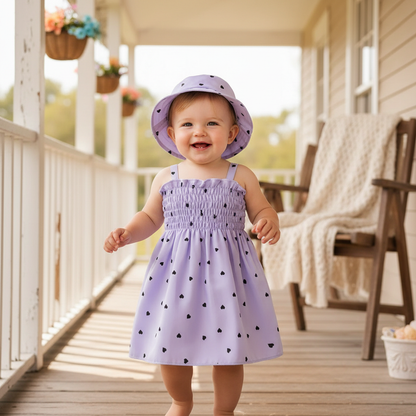 Heart Bow Hat Dress Set