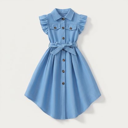 Flutter Sleeve Denim Dress