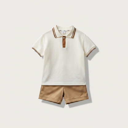 Striped Trim Shorts Set