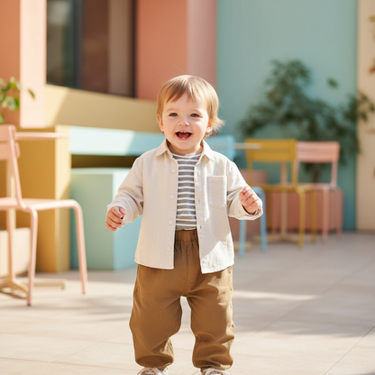 Striped Shirt Pants Set