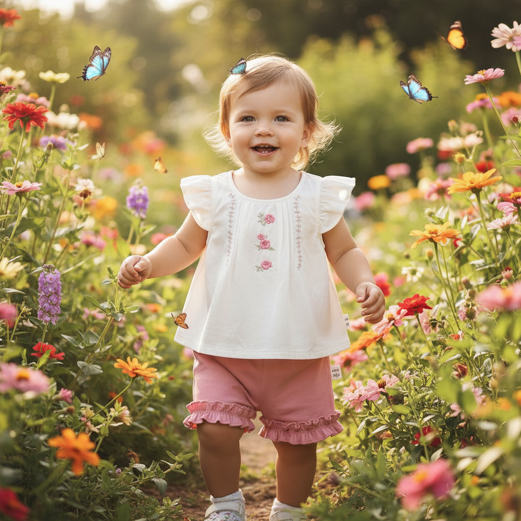 Rose Flutter Shorts Set