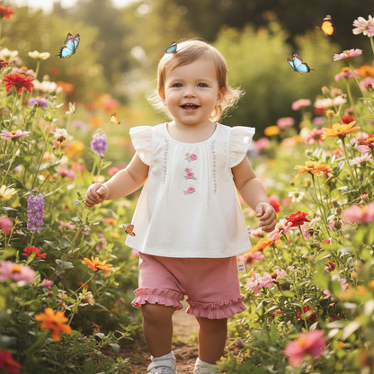Rose Flutter Shorts Set