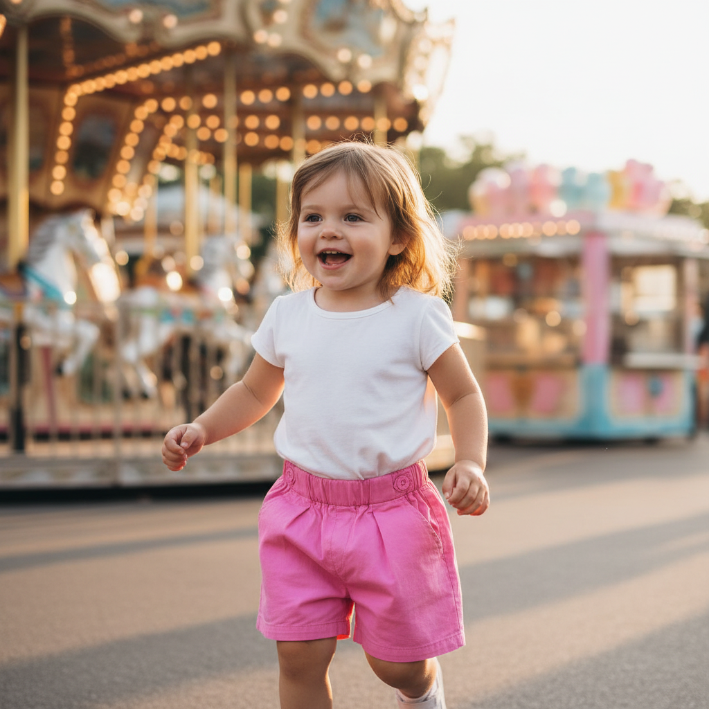 Pink Button Shorts