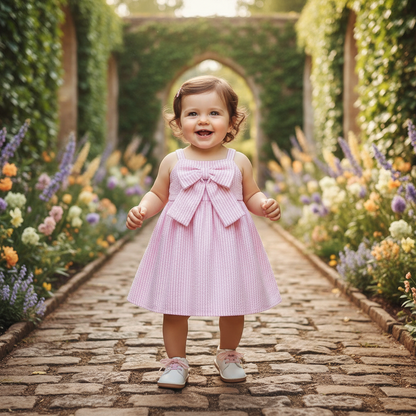 Pink Stripe Bow Dress