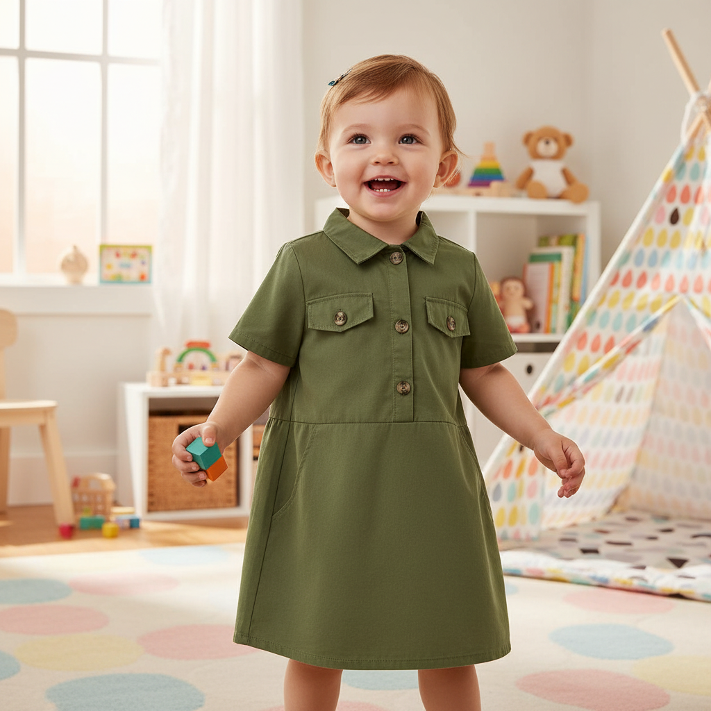 Olive Collar Dress