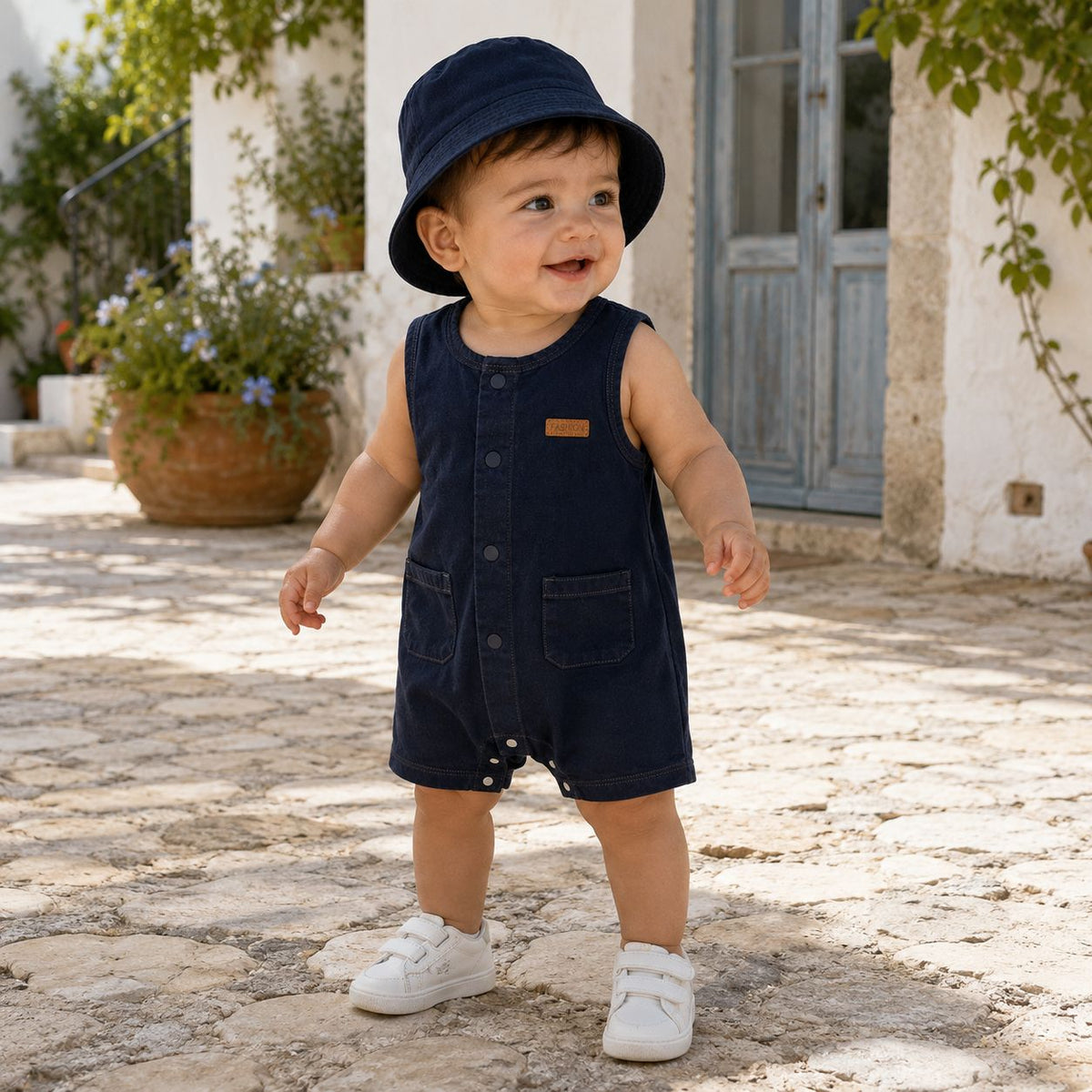 Denim Pocket Romper Set